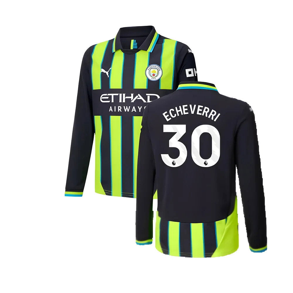 2024-2025 Man City Away Long Sleeve Shirt (Kids) (Echeverri 30)_0