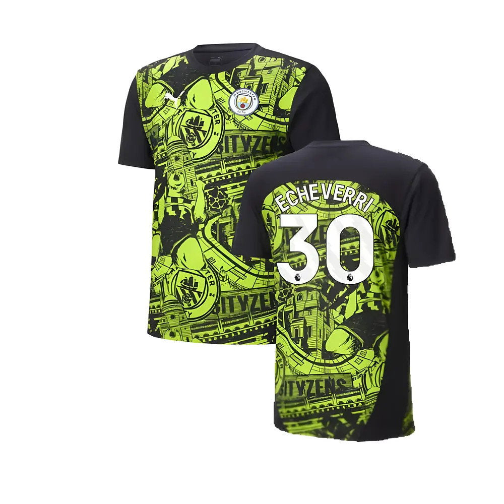 2024-2025 Man City Pre-Match Shirt (Yellow Glow) (Echeverri 30)_0