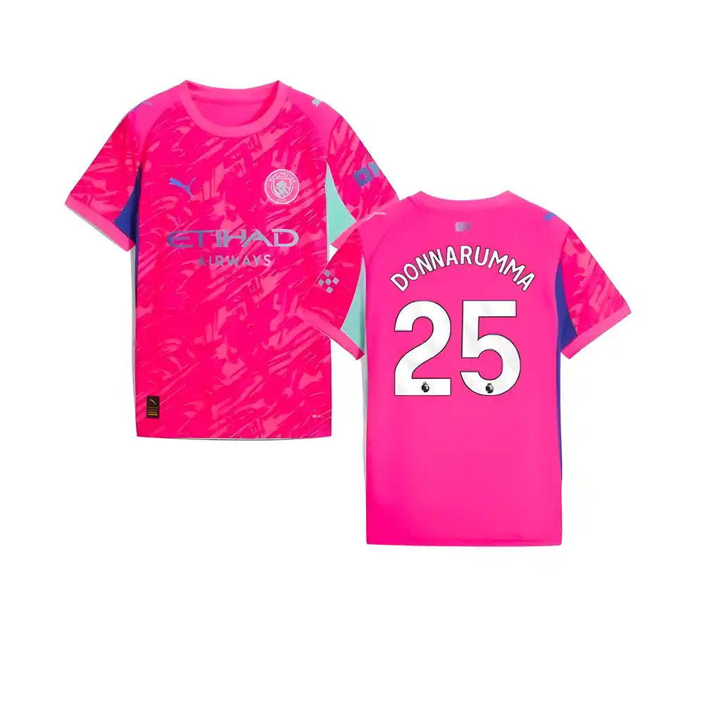 2025-2026 Man City Goalkeeper Home Shirt (Pink) - Kids (Donnarumma 25)_0
