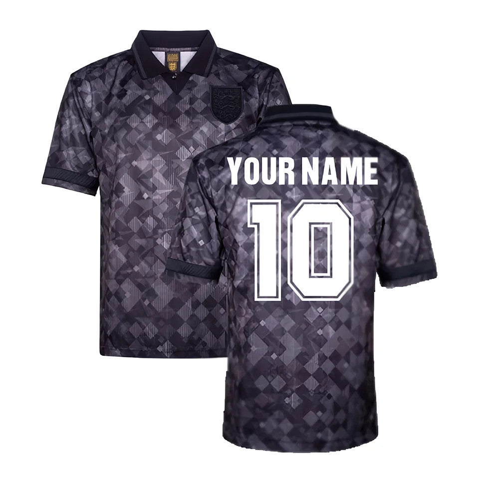 England 1990 Black Out Retro Football Shirt (Your Name)_0