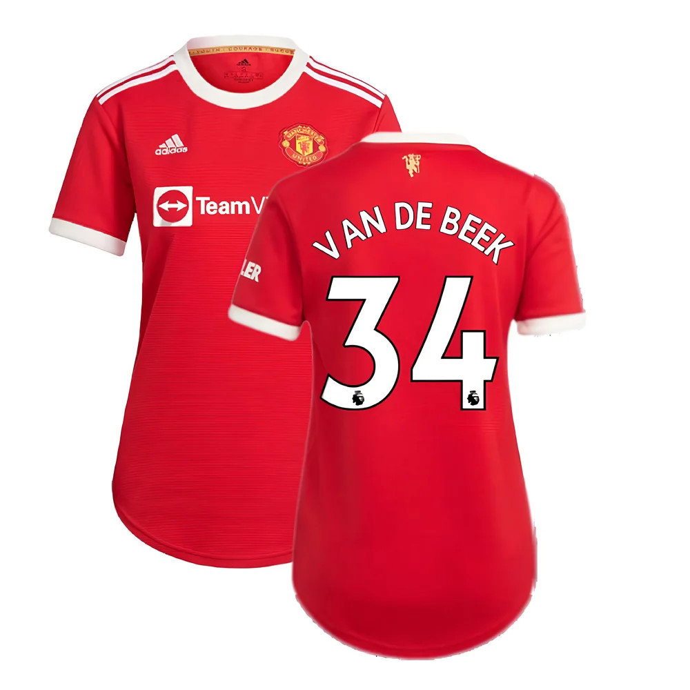 Man Utd 2021-2022 Home Shirt (Ladies) (VAN DE BEEK 34)_0