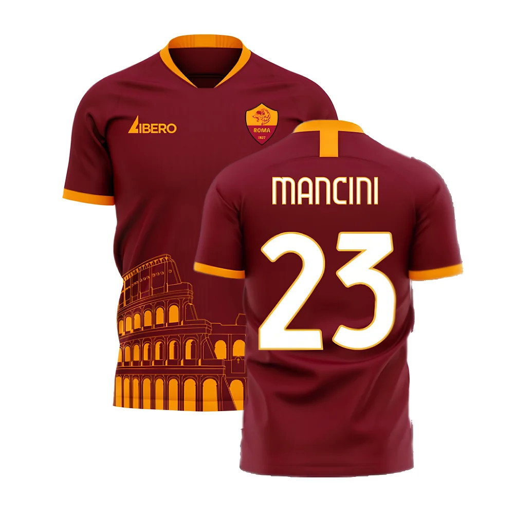 Roma 2025-2026 Home Concept Football Kit (Libero) - No Sponsor (MANCINI 23)_0