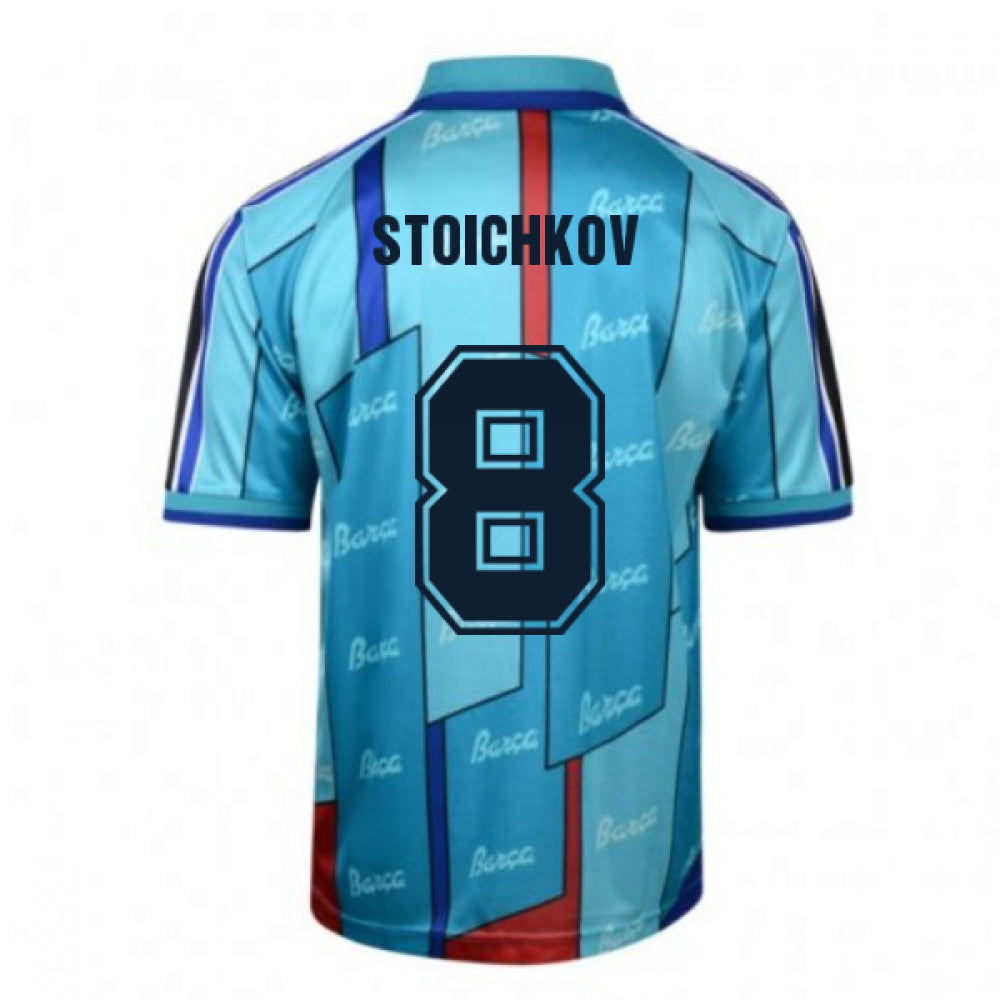Score Draw Barcelona 1997 ECWC Final Retro Football Shirt (STOICHKOV 8)_0