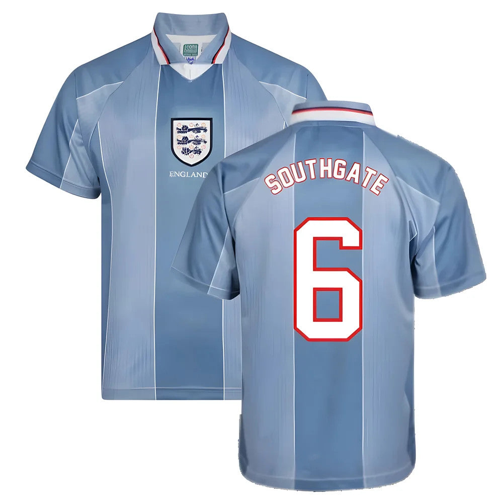 Score Draw England 1996 Away Euro Championship Retro Football Shirt (SOUTHGATE 6)_0