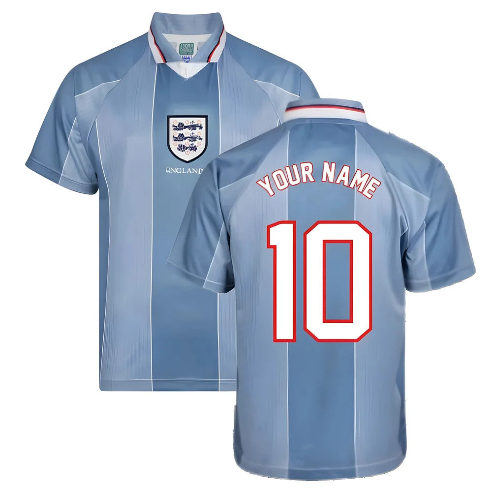 Score Draw England 1996 Away Euro Championship Retro Football Shirt (Your Name)_0