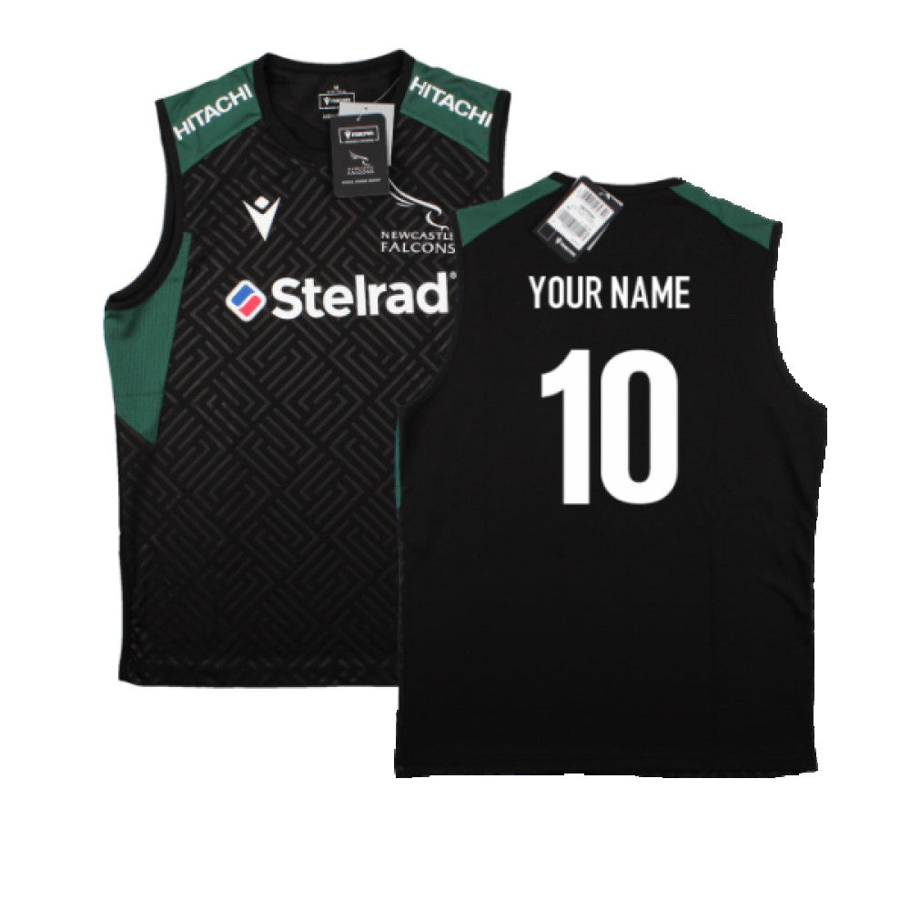 2023-2024 Newcastle Falcons Sleeveless Rugby Tee (Black) (Your Name)_0