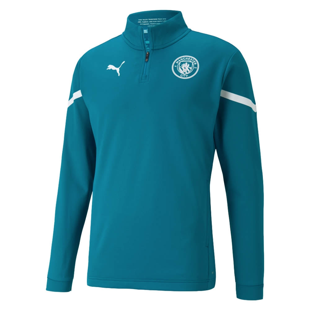 2021-2022 Man City Pre Match Half Zip Top (Ocean Depths) - Kids_0