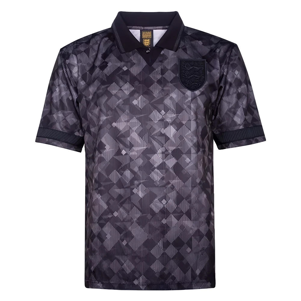 England 1990 Black Out Retro Football Shirt (Gascoigne 8)_3