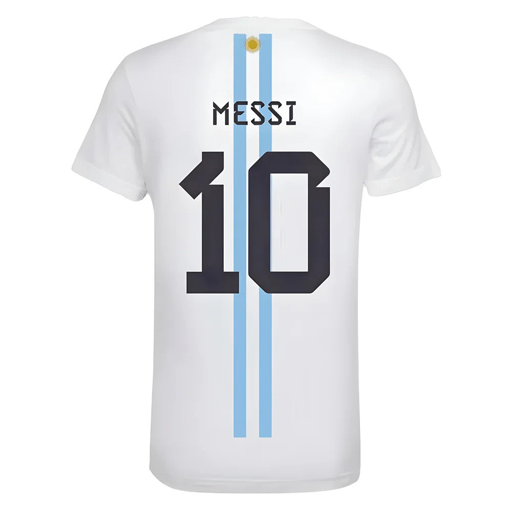 Messi Football Number 10 Graphic T-Shirt (White)_1