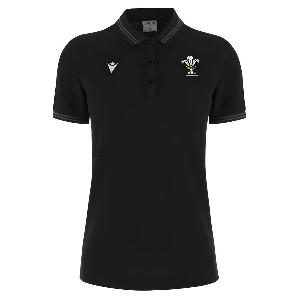 2024-2025 Wales Rugby Travel Polo Shirt (Black) - Womens_0