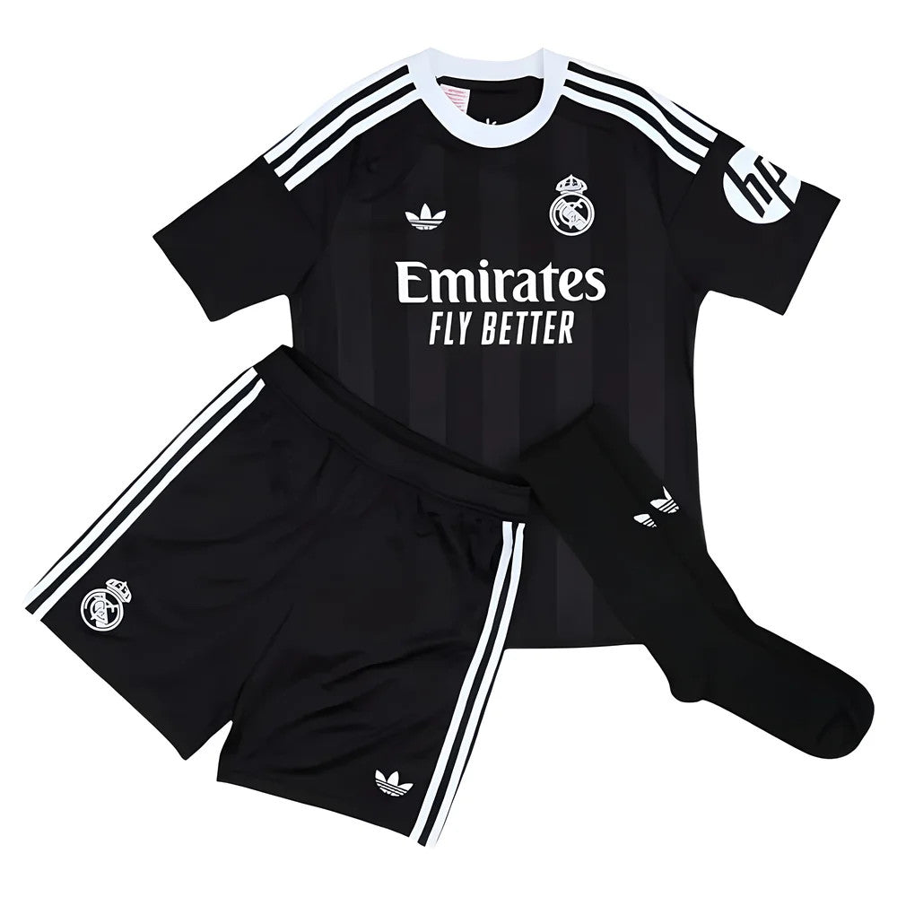 2025-2026 Real Madrid Third Goalkeeper Youth Kit (Black)_0