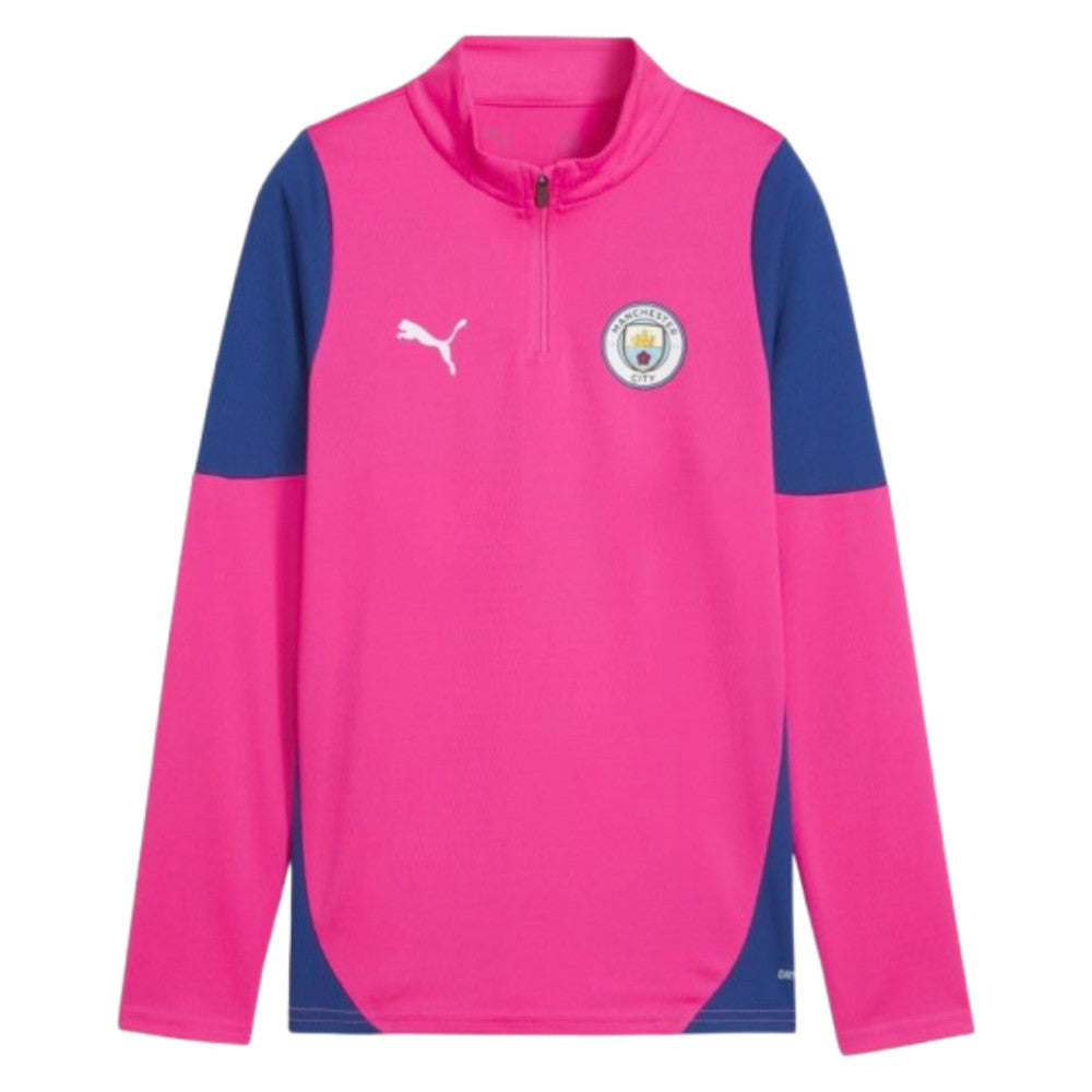 2025-2026 Man City Training 1/4 Zip Top (Fluro Pink) - Kids_0