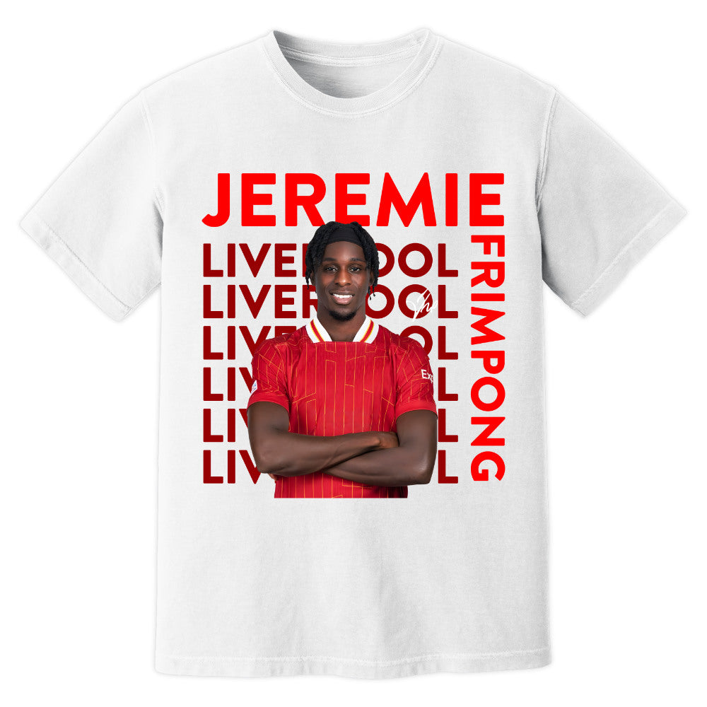 Jeremie Frimpong Liverpool New Signing T-Shirt (White)_1