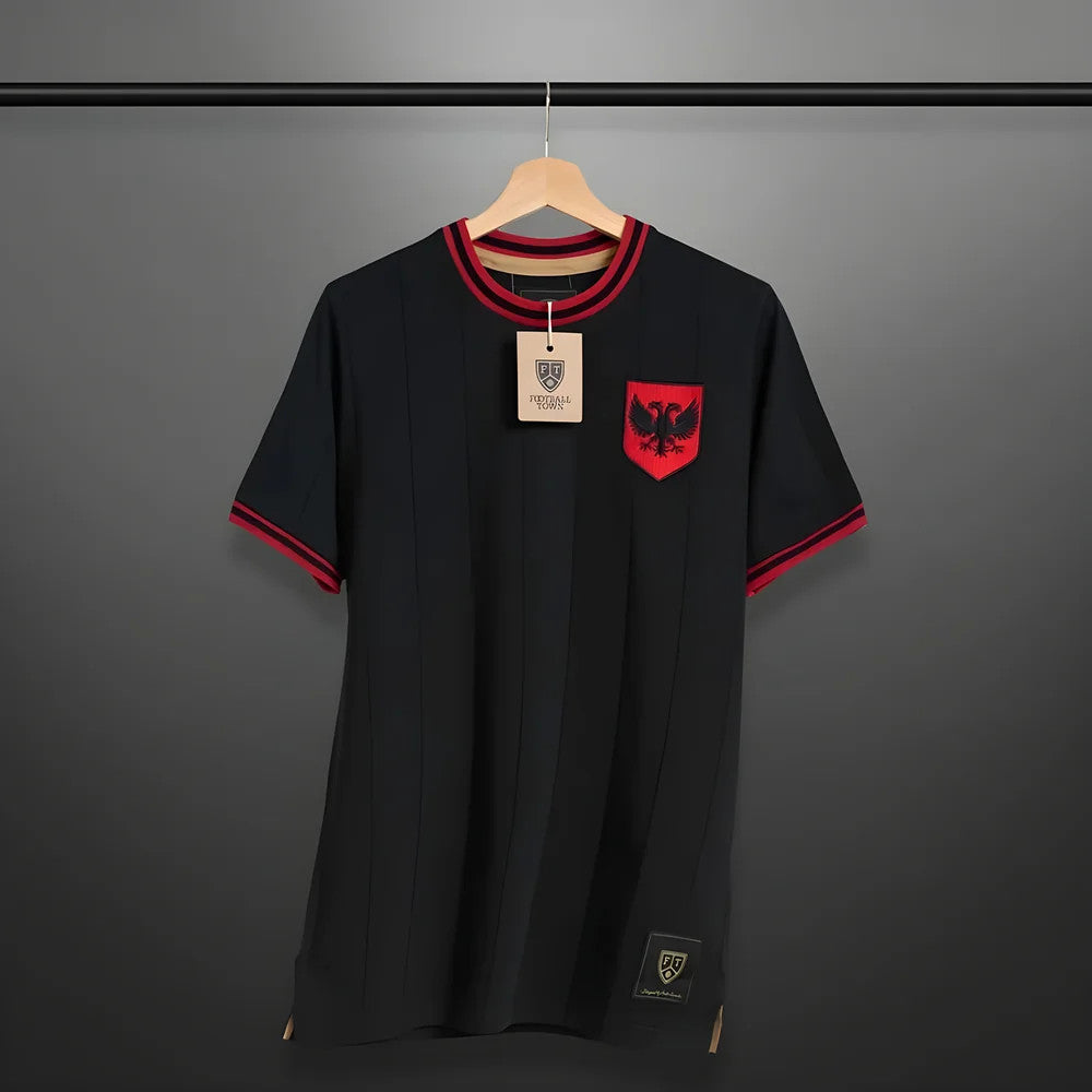 Vintage Albania Black Shqiponjë Soccer Shirt_0