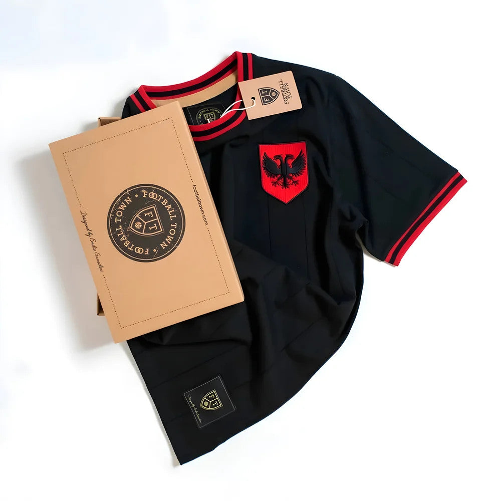 Vintage Albania Black Shqiponjë Soccer Shirt_3