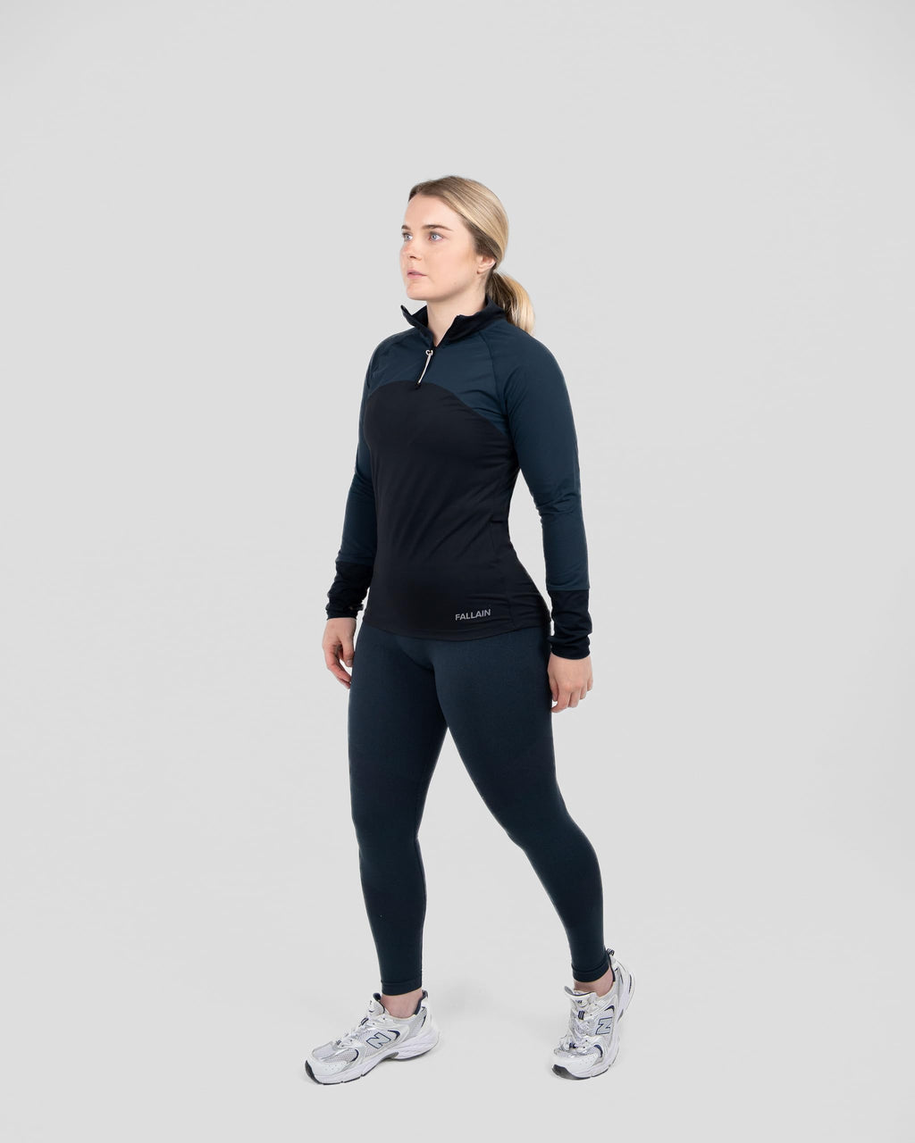 Fallain Fitness Women's Quarter Zip Performance Top, Polyester/Elastane Blend, Athletic, Slim Fit, Adult
