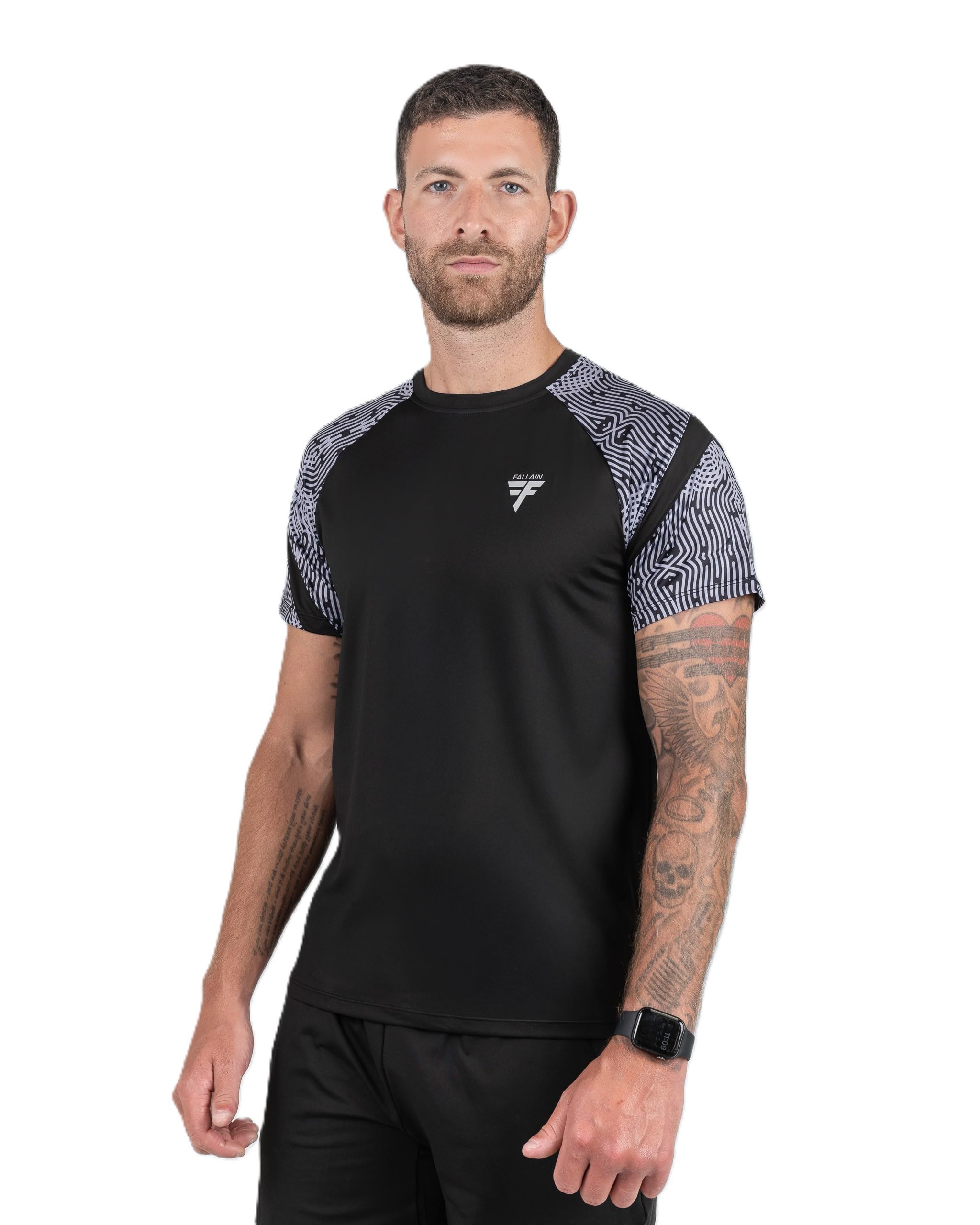 Fallain Fitness Tusail Dubh Performance T-Shirt, Black, XS-XL, Athletic Fit, Celtic-Inspired Training Tee, 90% Polyester/10% Elastane, Short Sleeve