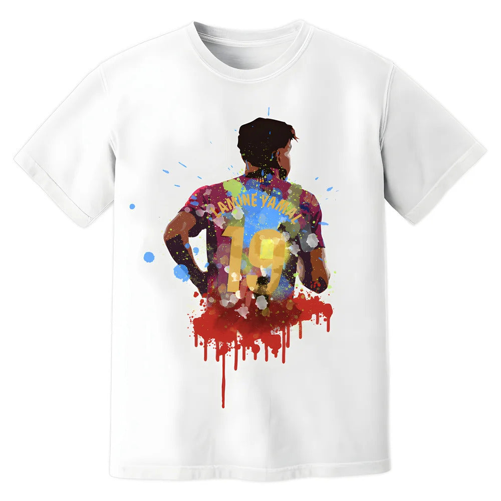 Lamine Yamal Barcelona Art T-Shirt (White)_0
