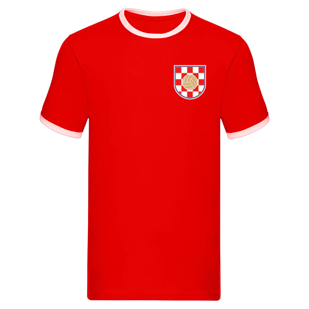 Croatia Logo Ringer Tee (Red)_0