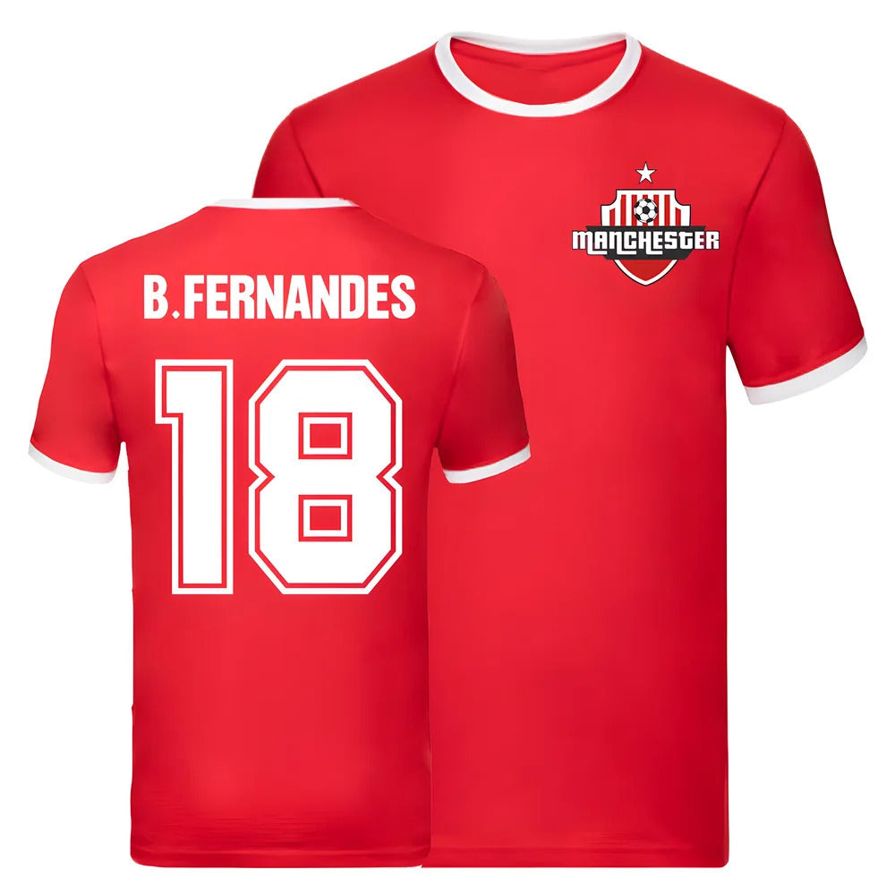 Bruno Fernandes Manchester United Ringer Tee (Red)_1