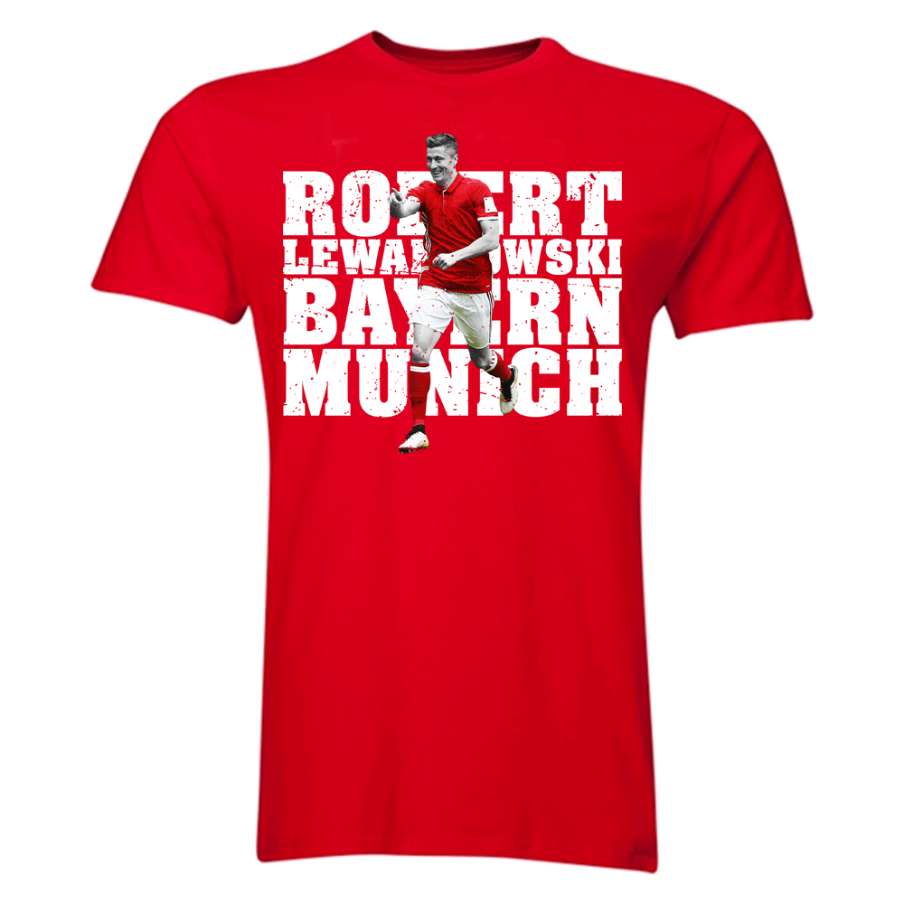 Robert Lewandowski Bayern Munich Player T-Shirt (Red) - Kids_0
