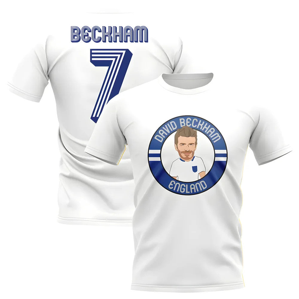 David Beckham England Illustration T-Shirt (White)_1
