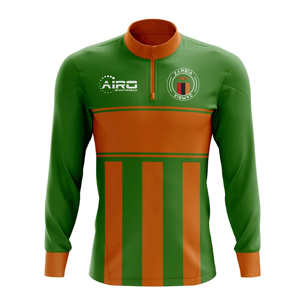 Zambia Concept Football Half Zip Midlayer Top (Green-Orange)_0