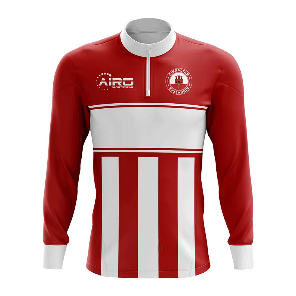 Gibraltar Concept Football Half Zip Midlayer Top (Red-White)_1