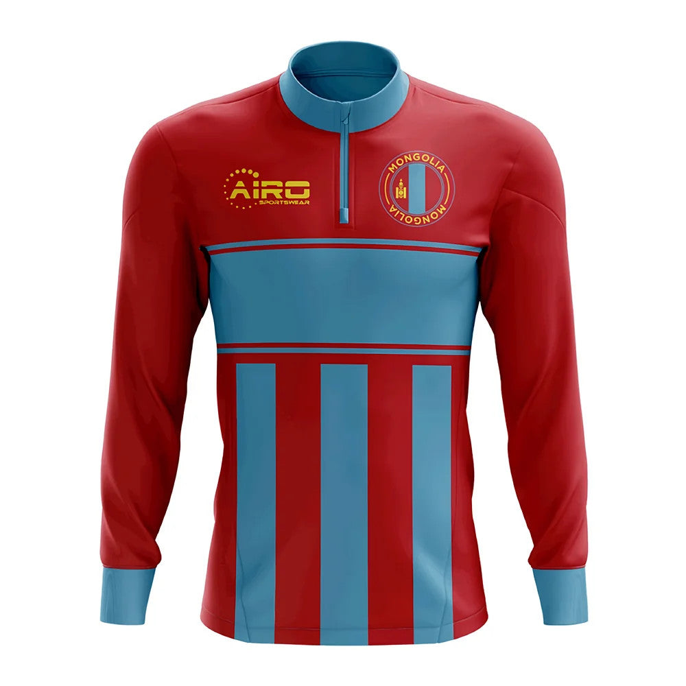 Mongolia Concept Football Half Zip Midlayer Top (Red-Blue)_1
