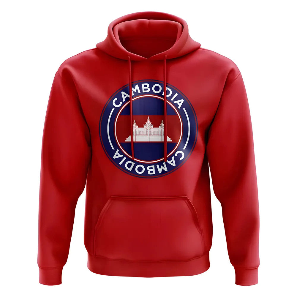 Cambodia Football Badge Hoodie (Red)_1