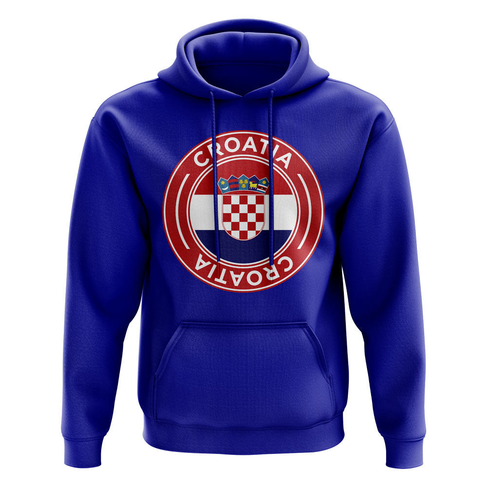 Croatia Football Badge Hoodie (Royal)_0