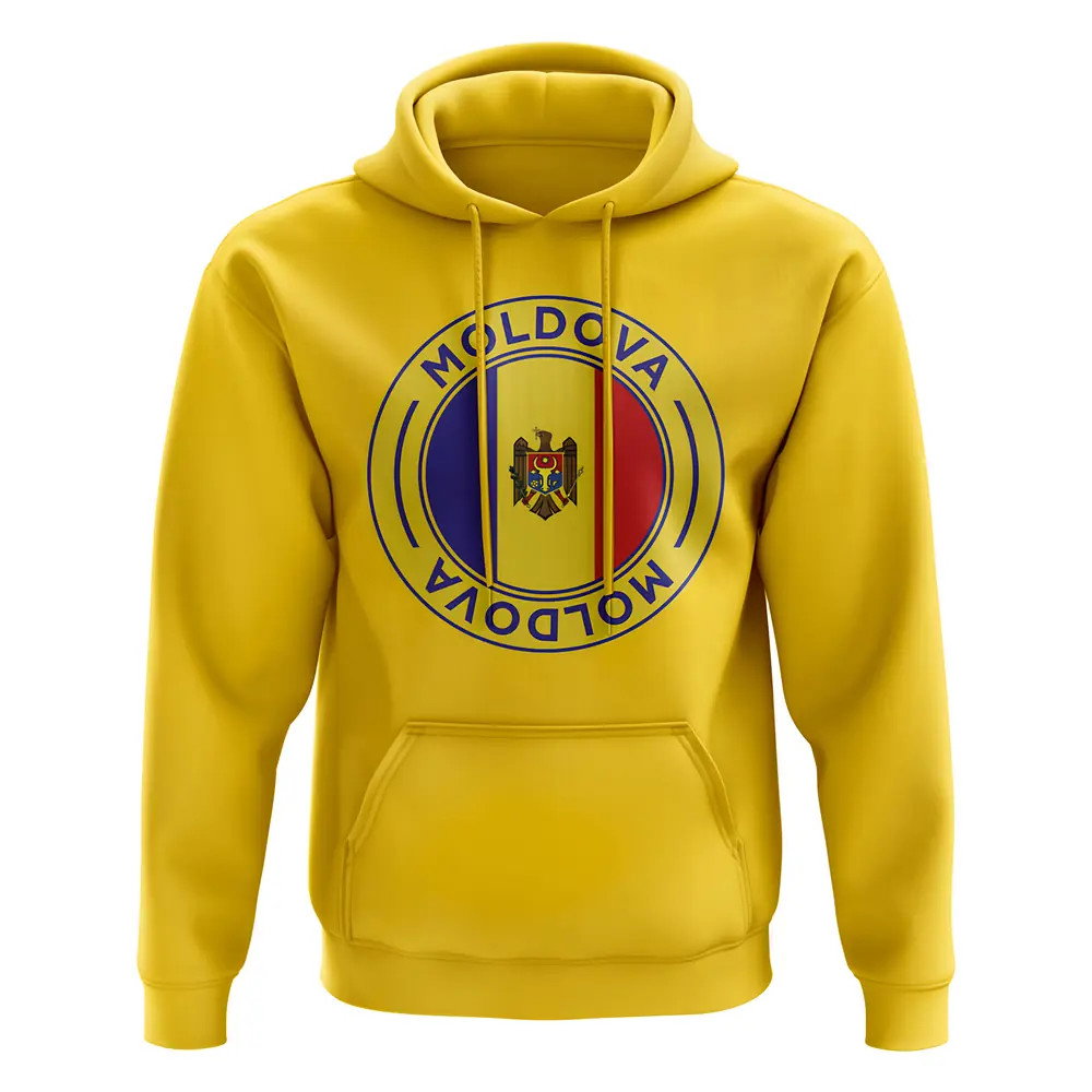 Moldova Football Badge Hoodie (Yellow)_0