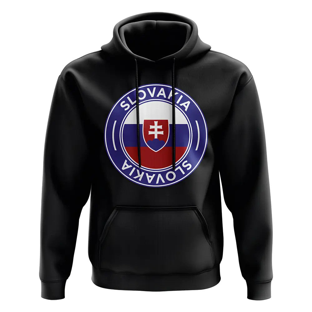 Slovakia Football Badge Hoodie (Black)_0