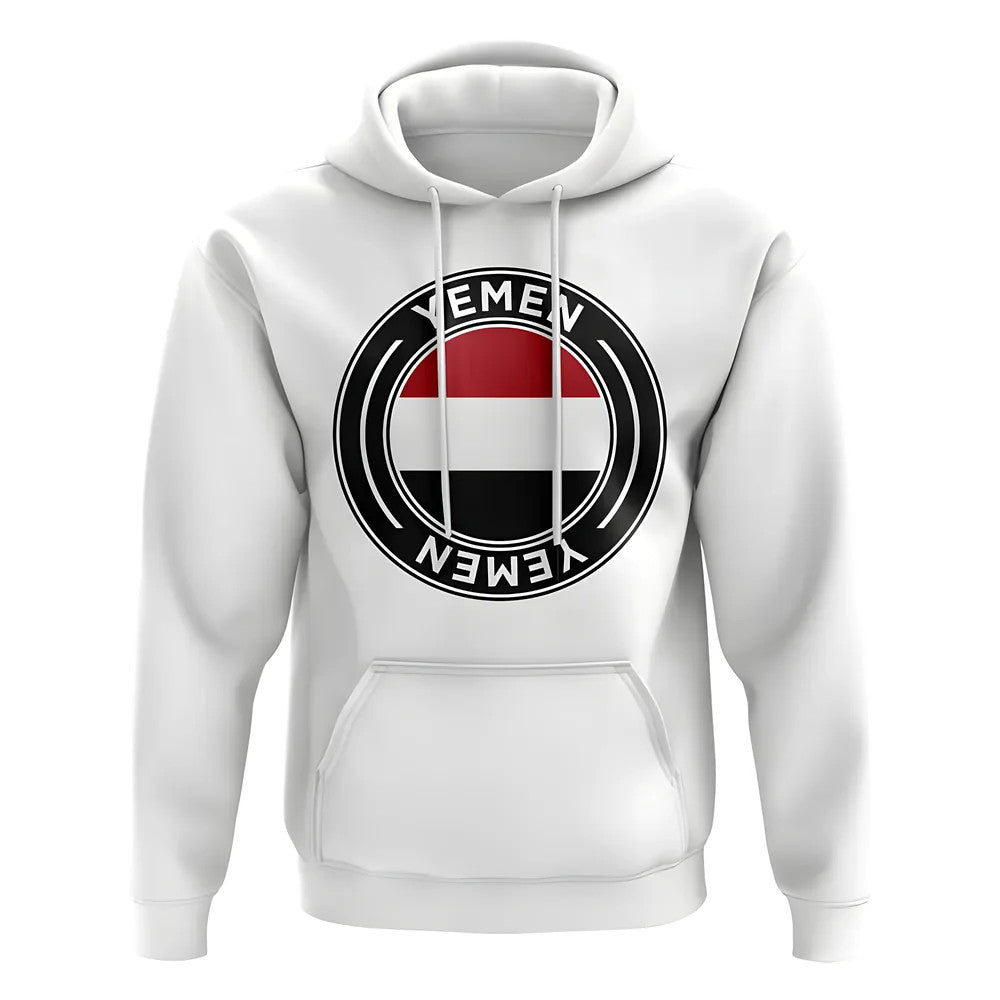 Yemen Football Badge Hoodie (White)_1