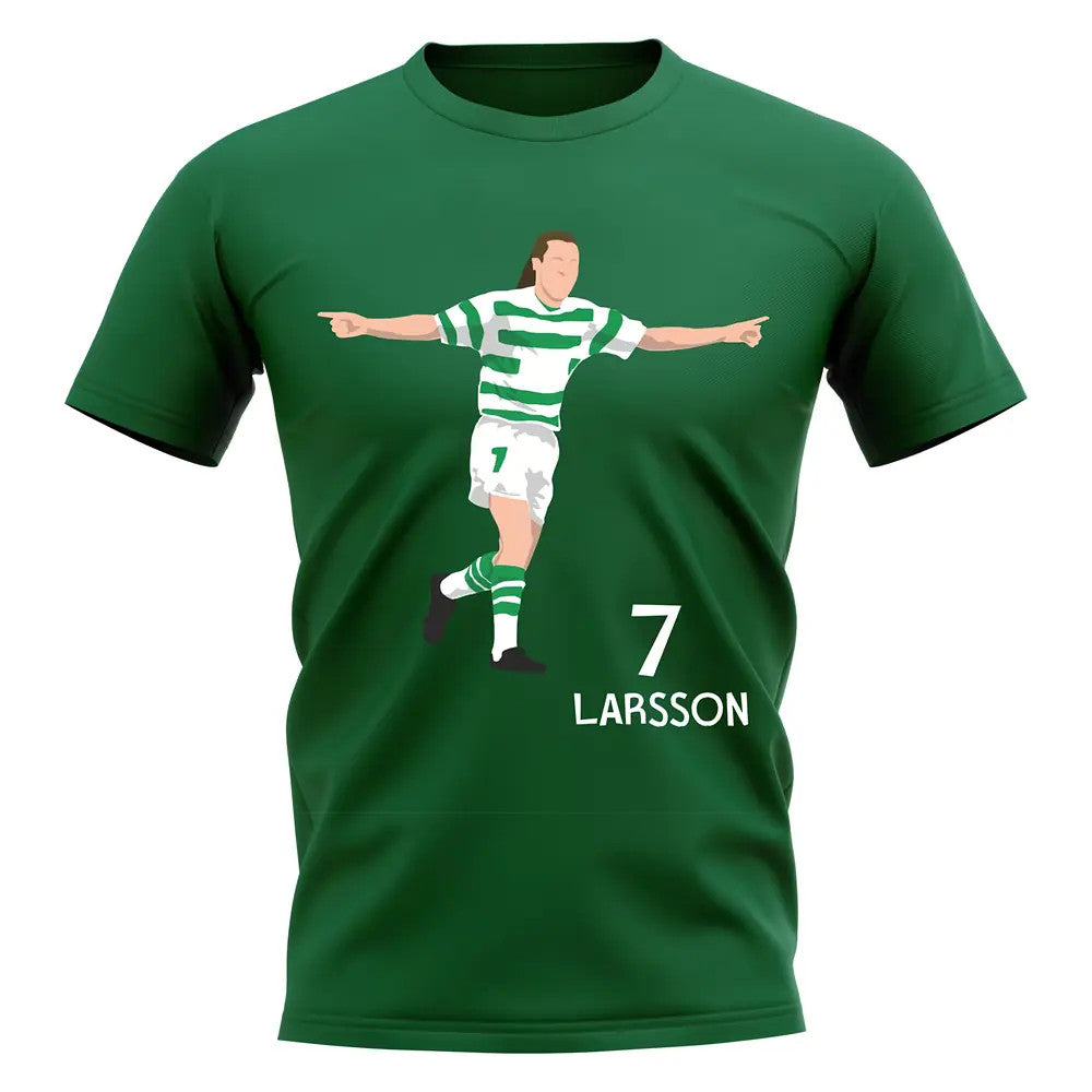 Henrik Larsson Celtic Player Graphic T-Shirt (Green)_1
