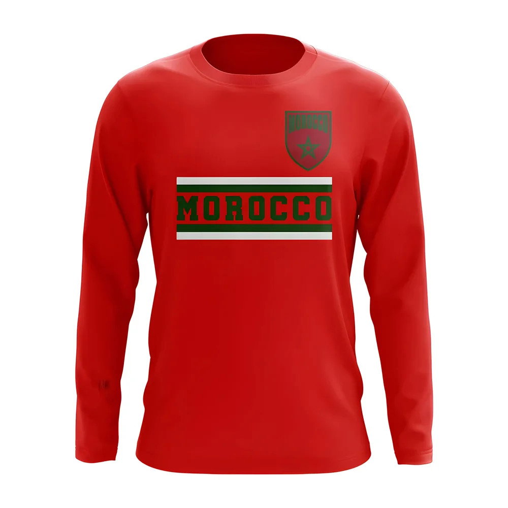 Morocco Core Football Country Long Sleeve T-Shirt (Red)_0