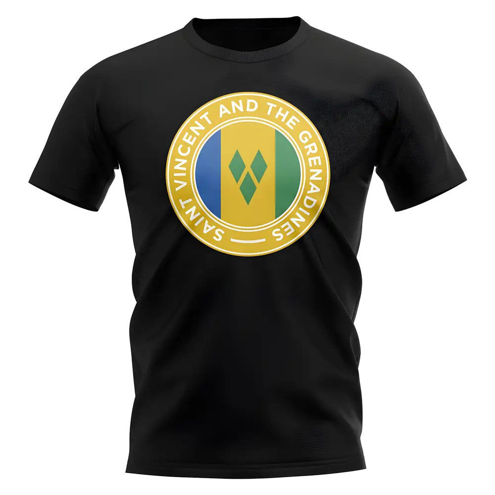 Saint Vincent and Grenadines Football Badge T-Shirt (Black)_1