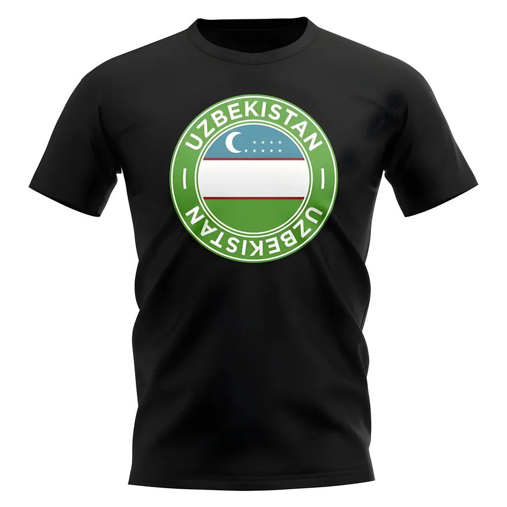 Uzbekistan Football Badge T-Shirt (Black)_1