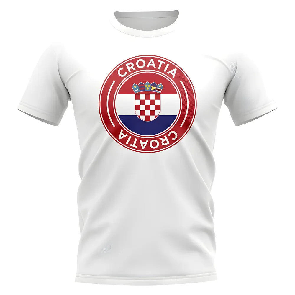 Croatia Football Badge T-Shirt (White)_0
