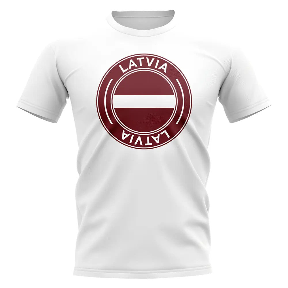 Latvia Football Badge T-Shirt (White)_0
