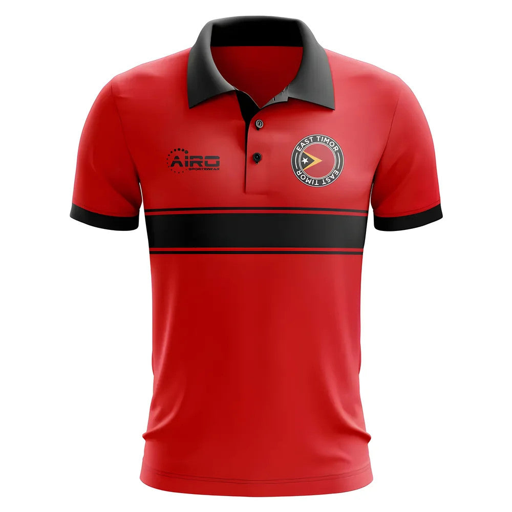 East Timor Concept Stripe Polo Shirt (Red) - Kids_0