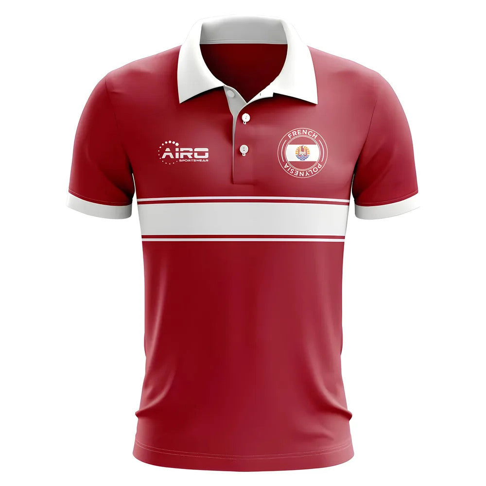 French Polynesia Concept Stripe Polo Shirt (Red) - Kids_1