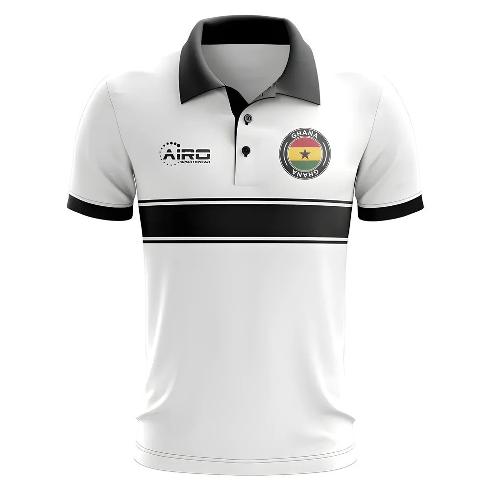 Ghana Concept Stripe Polo Shirt (White)_1