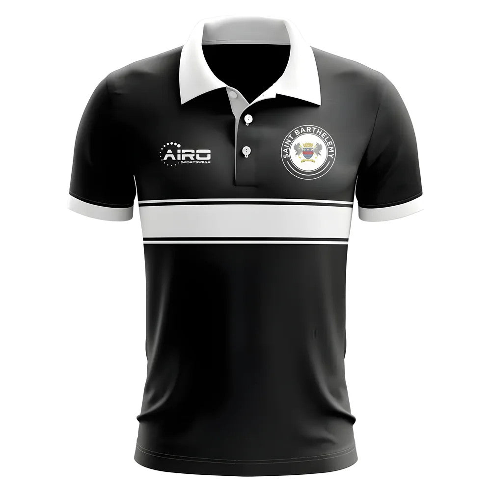 Saint Barthelemy Concept Stripe Polo Shirt (Black) - Kids_0