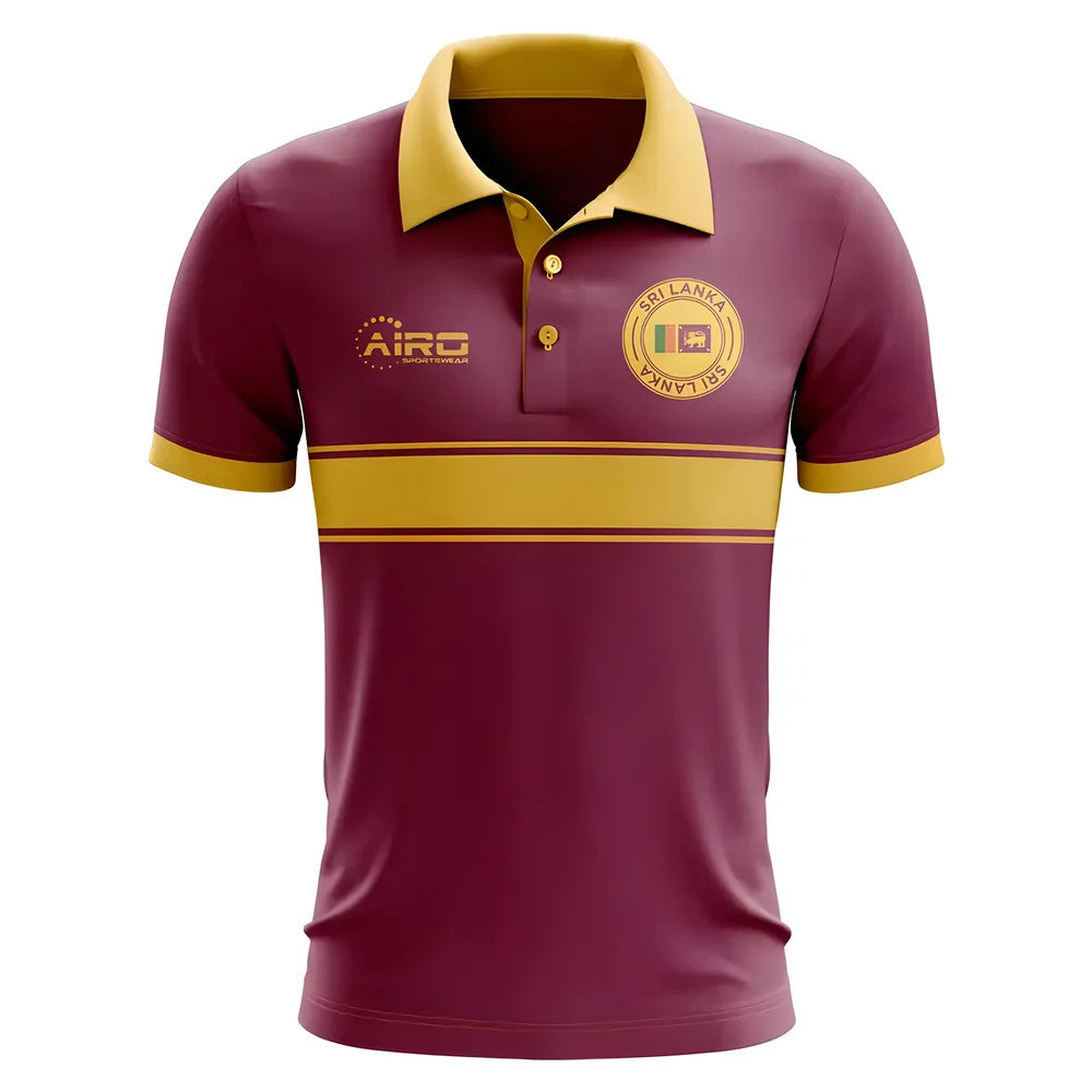 Sri Lanka Concept Stripe Polo Shirt (Maroon) - Kids_0