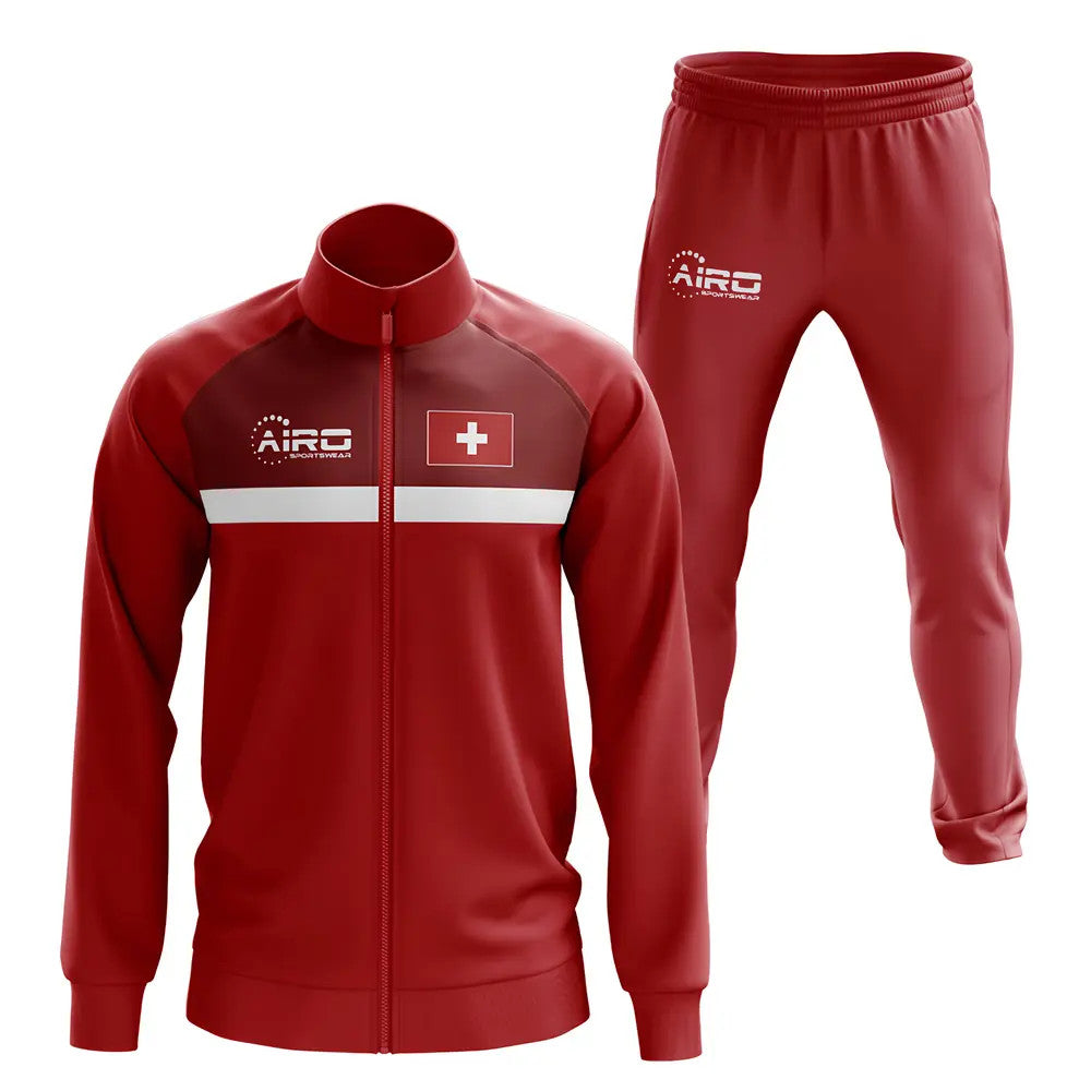 Switzerland Concept Football Tracksuit (Red)_1