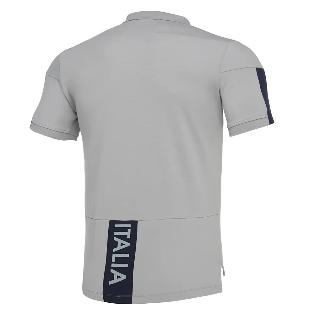 2019-2020 Italy Macron Rugby Official Cotton Polo Shirt Grey_1