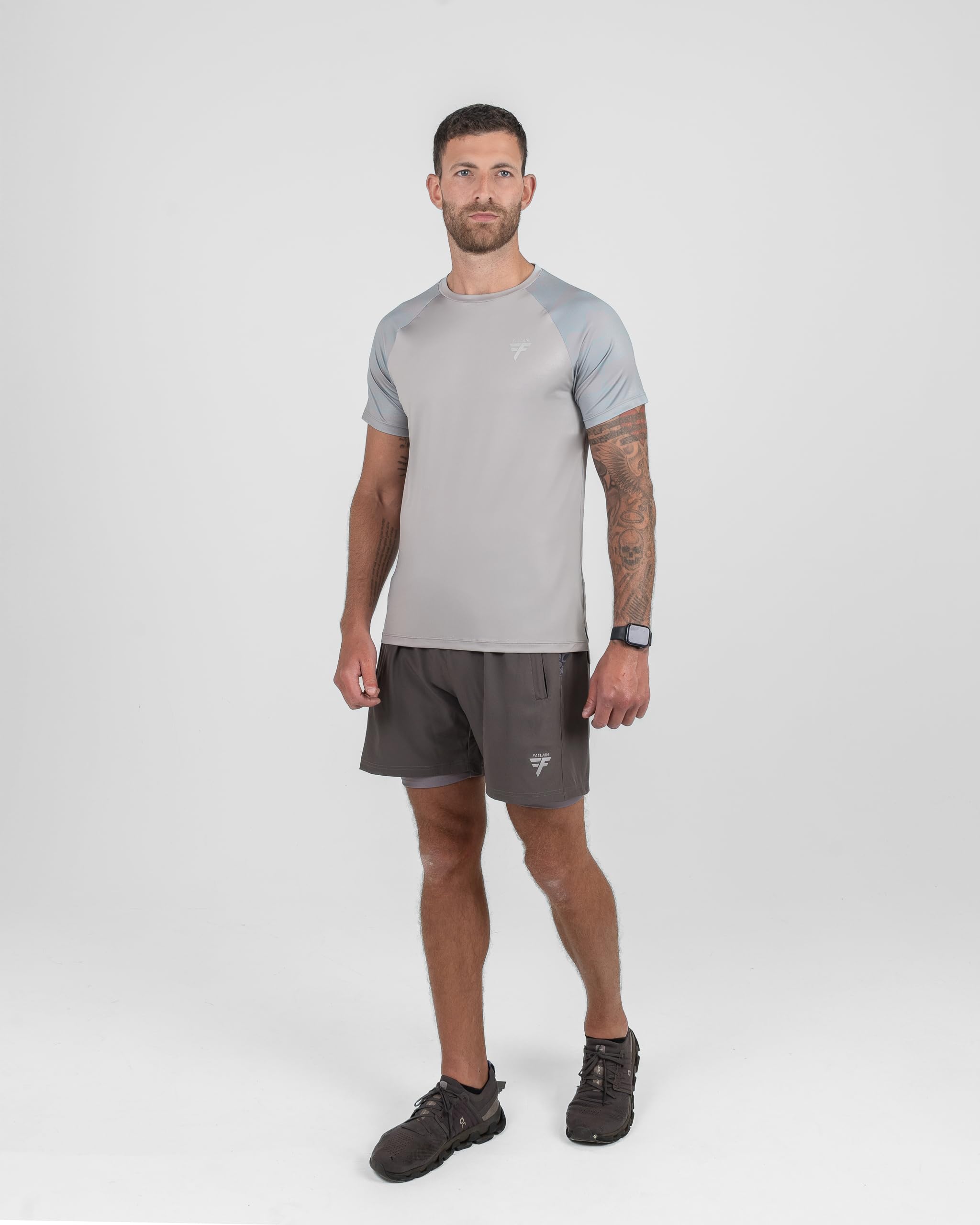 Fallain Athletic T-Shirt, Sage Green, Four-Way Stretch Fabric, Slim Fit