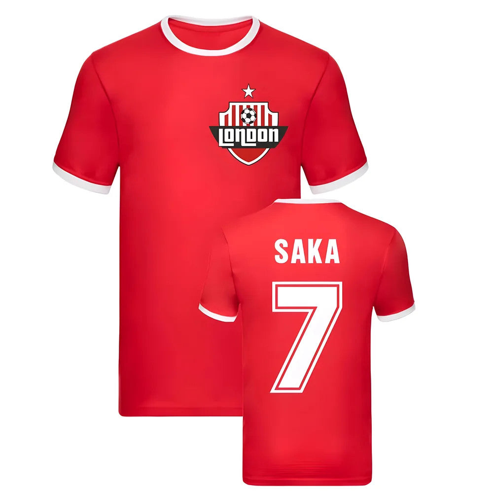 Bukayo Saka Arsenal Ringer Tee (Red)_1
