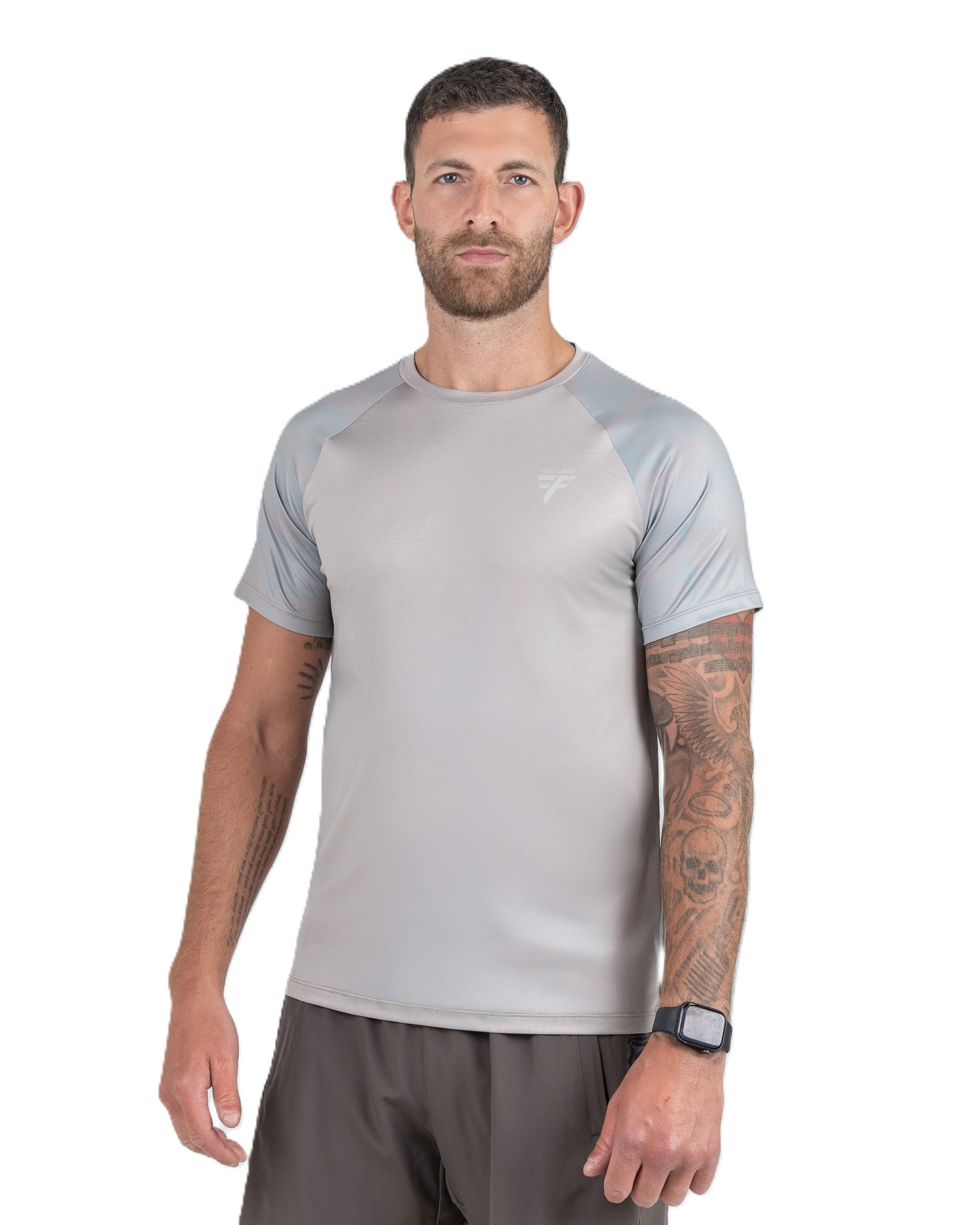 Fallain Athletic T-Shirt, Sage Green, Four-Way Stretch Fabric, Slim Fit